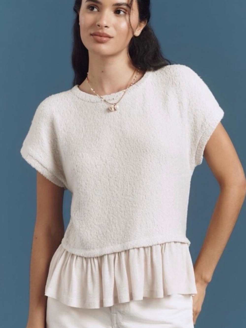 Pilcro Short-Sleeve Sweater Twofer Top